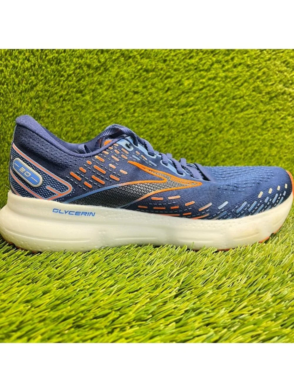 Brooks Glycerin 20 Mens Size 9.5 Blue Orange Athletic Running Shoes Sneakers